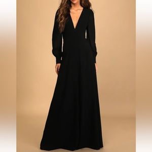 Black Long Sleeve Backless Dress